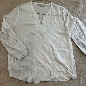 Loft white eyelet top